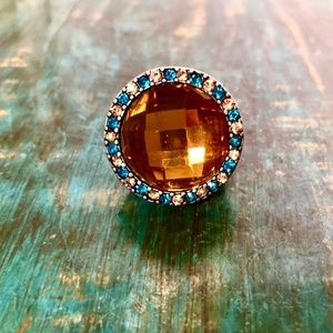 Amber Crystal Dome Stretch Statement Ring